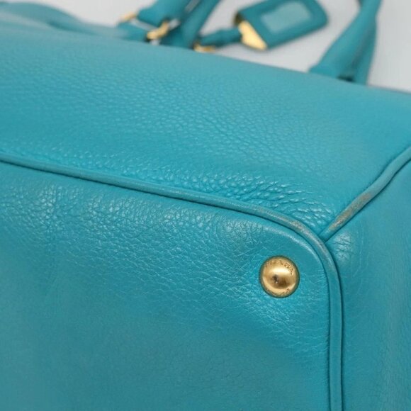PRADA Hand Bag Leather 2way Green Gold Auth 139193 - Picture 4 of 16